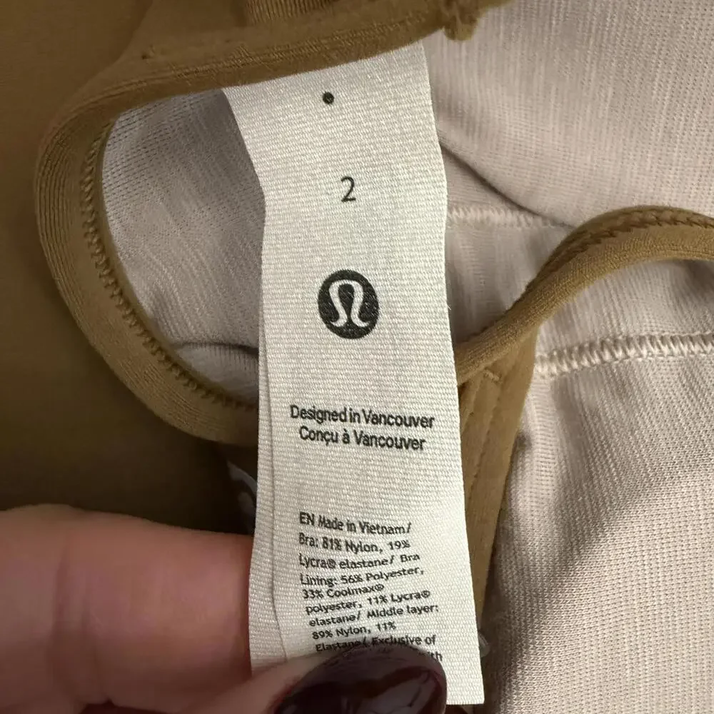 NWT Lululemon Flow Y Nulu Longline Bra *Light Support, A–C Cups Allspice Size 2
